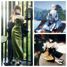 Velvet chi-pao dress doll outift LIMITED【Choomic BJD】SD13 SD16 1/3 girl doll outfit set