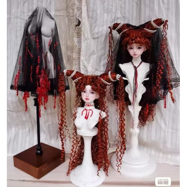 Red Witch styled doll Wig LIMITED【Half Ten/一半十】SD17 SD13 MSD 1/3 1/4 size doll wig